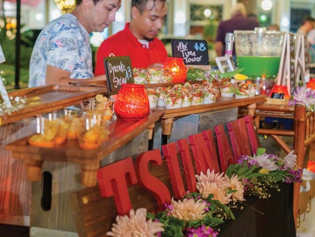 Table of fresh food in downtown sarasota