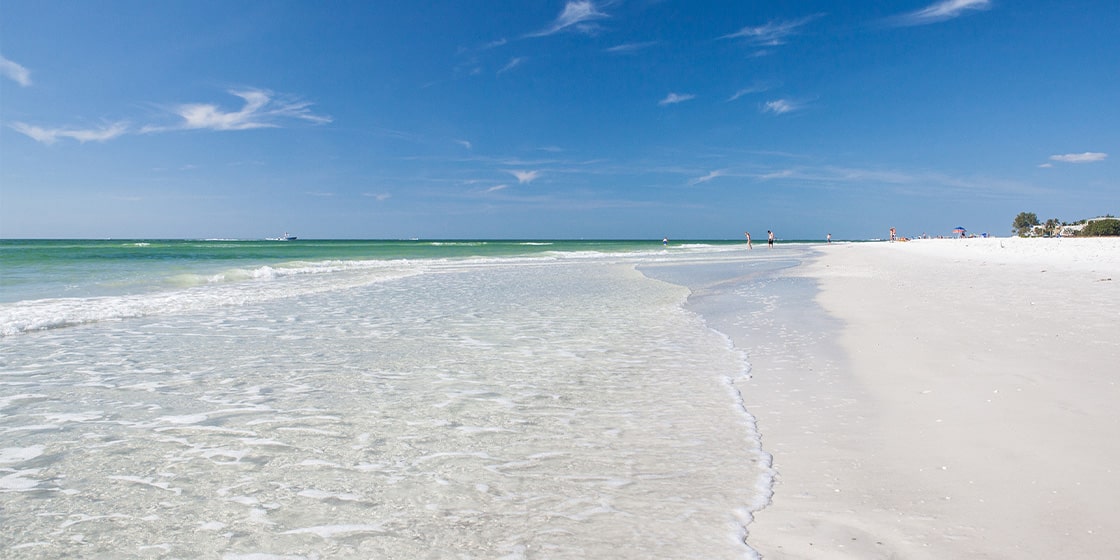 sarasota beach with white sand and emerald blue waters