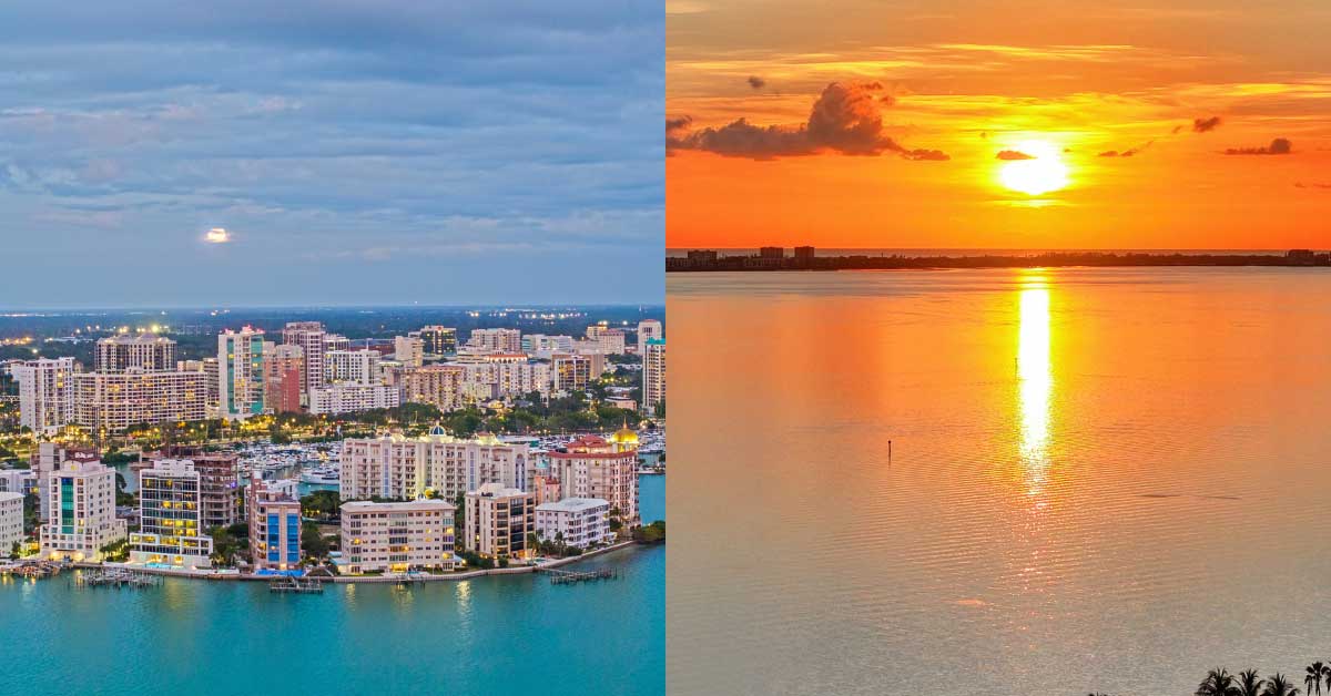 Aerial of the Bay Park in Downtown Sarasota Florida