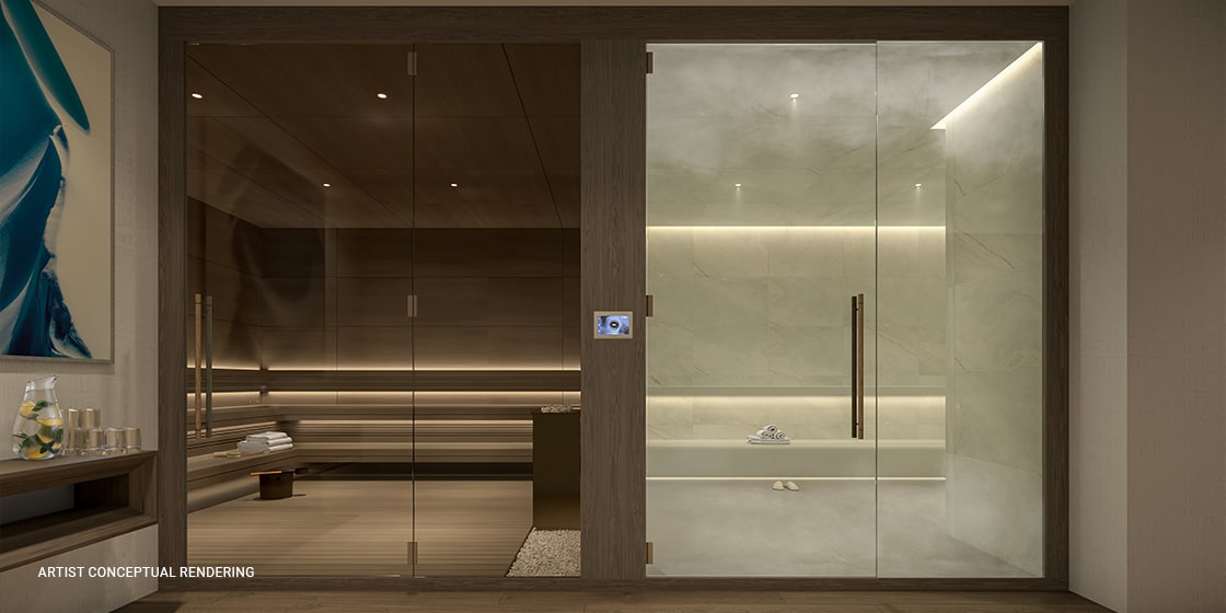 Steam Room Rendering at One Park Sarasota